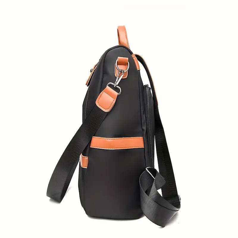 Nylon Waterproof Anti-Theft Travel Bagpack (Orrange/black)
