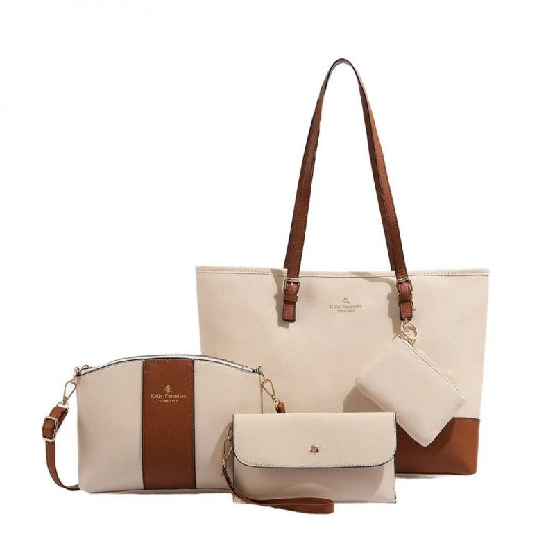 4pcs Combo Women Soft Synthetic Tote Bag (off white)