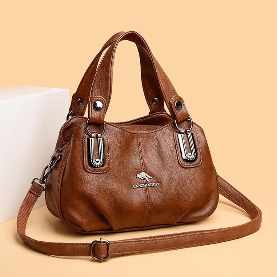Soft Leather Ladies Cross Body Shoulder & Hand Bag (brown)