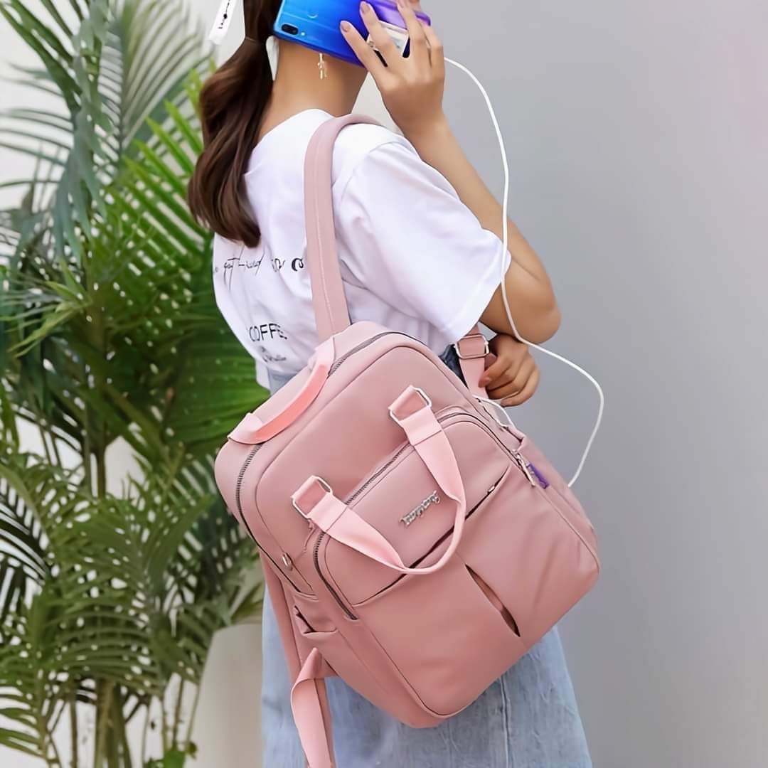 Leisure nylon ladies Bagpack (pink)