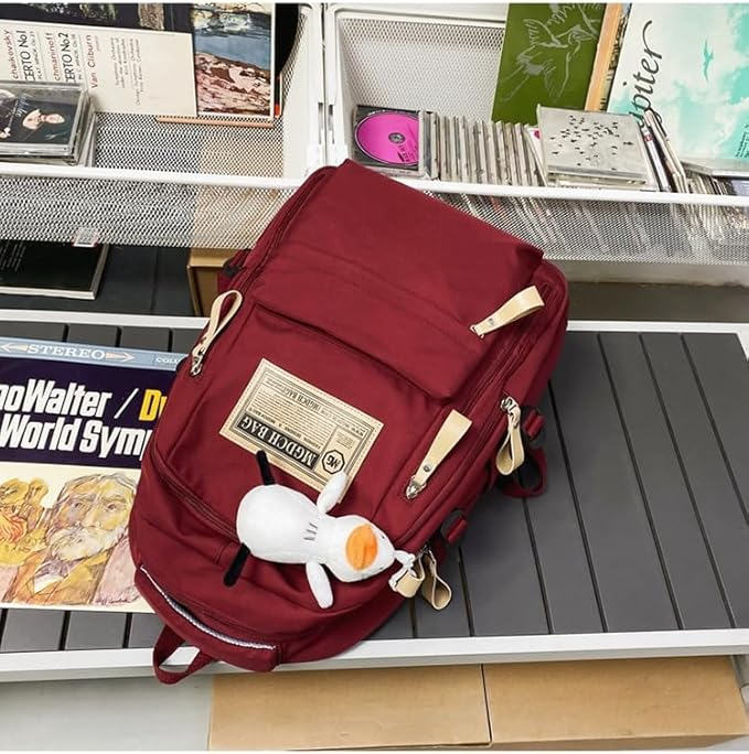 Aesthetic Large Capacity Cute Backpack (RED)