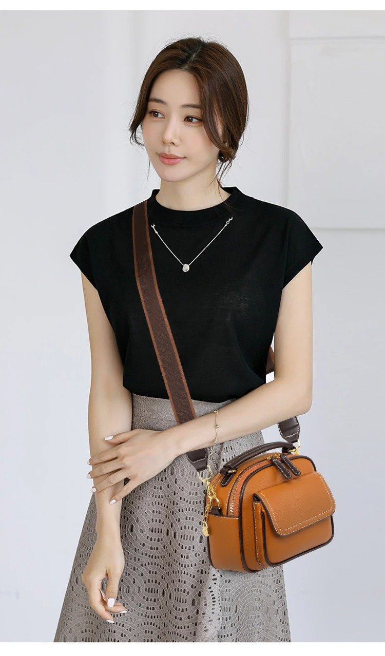 Women Handbag soft small Shoulder bag (Apricot
