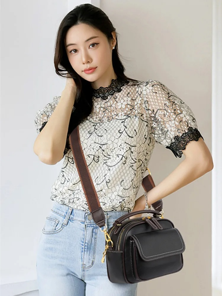 Women Handbag soft small Shoulder bag (Apricot