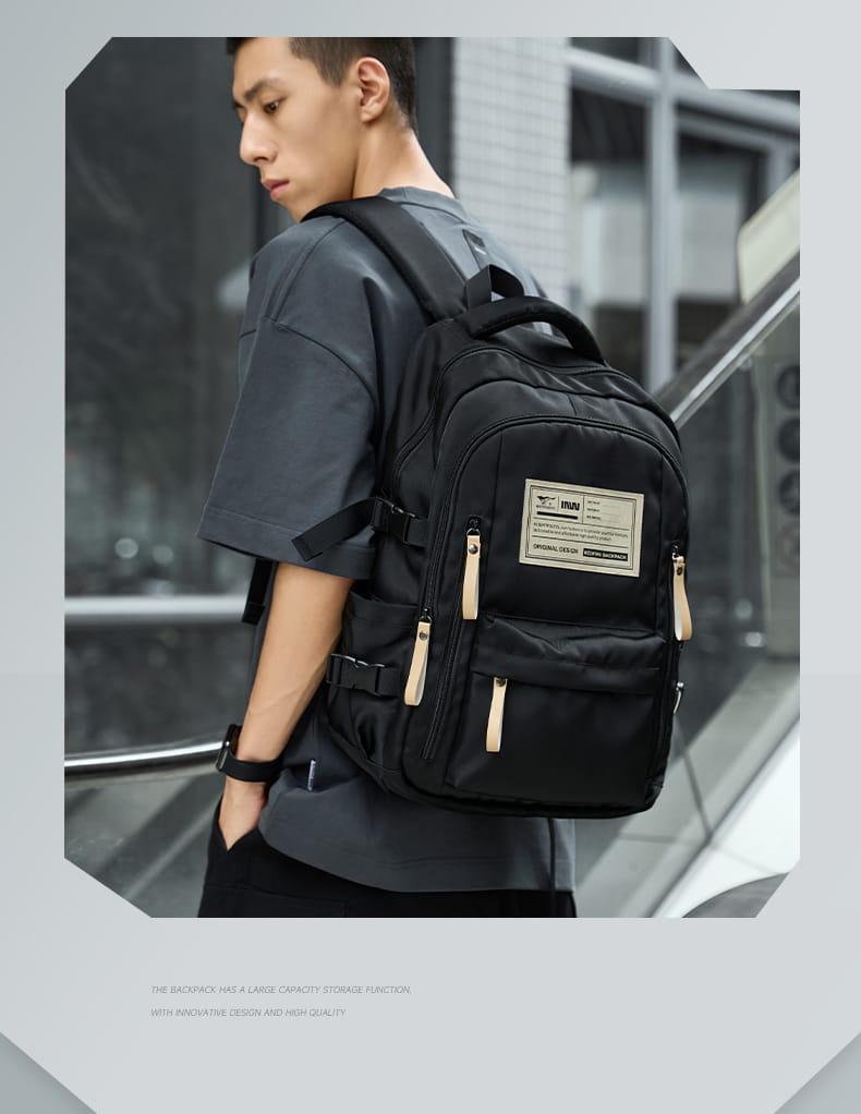 Aesthetic Large Capacity Cute Backpack (Black)