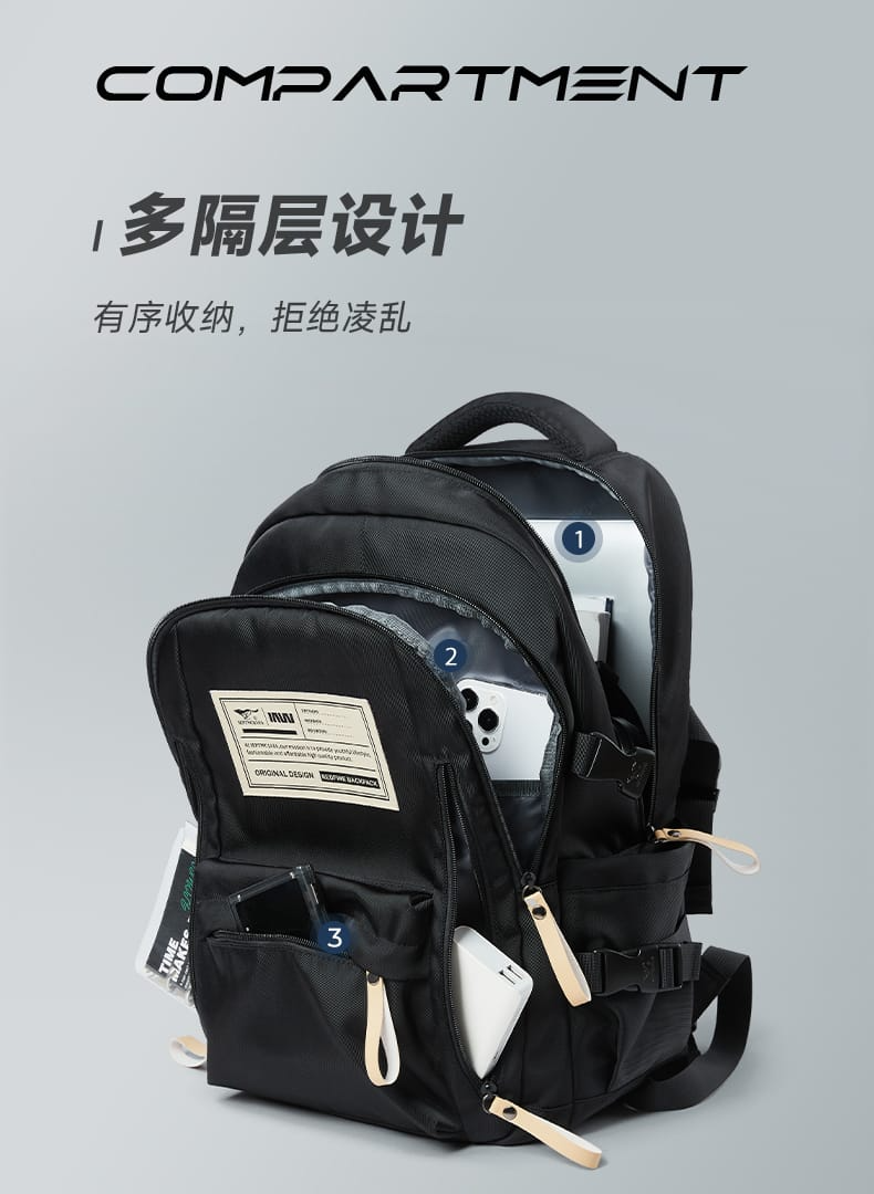 Aesthetic Large Capacity Cute Backpack (Black)
