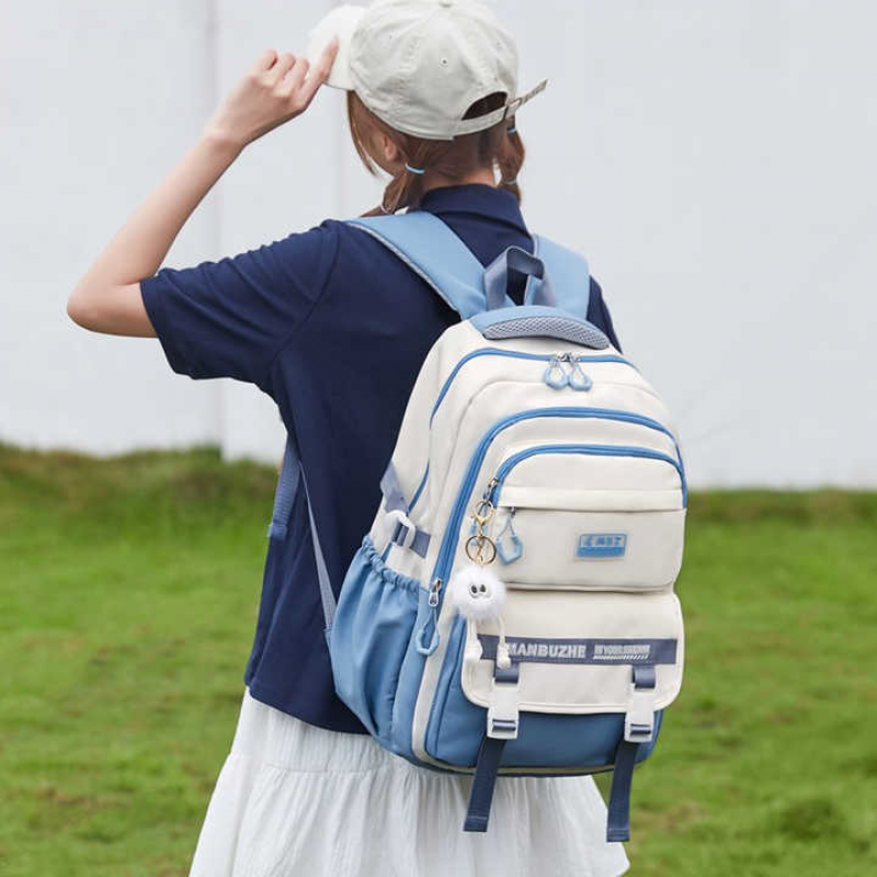 Academy Style Waterproof School Book Bag (Blue)