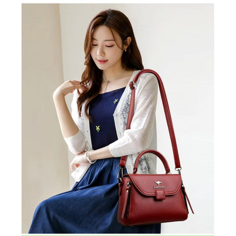 High Quality pu Leather Kangaroo Handbag(Off-white)