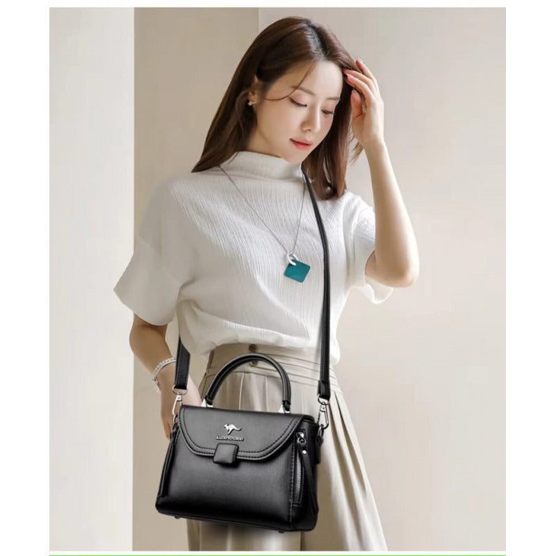 High Quality pu Leather Kangaroo Handbag (Black)