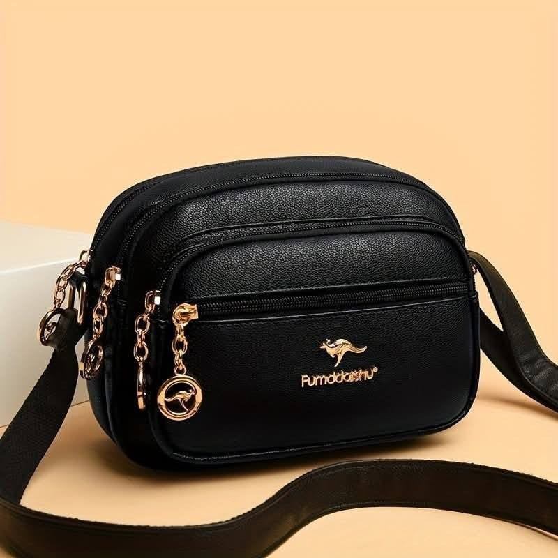 Stylish Crossbody Multi-pocket Soft Leather Handbags (black)