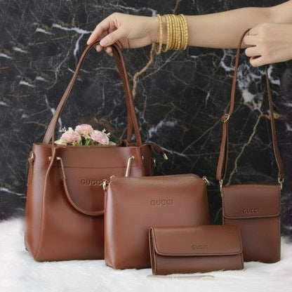 4pcs  Combo Women Best Leather Tote Bag (Coffee)