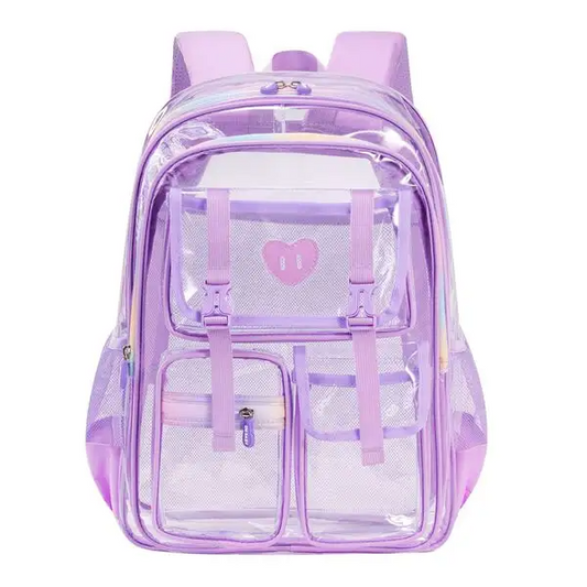 Smart Transparent Multi-Compartment Waterproof School Bag (Purple)