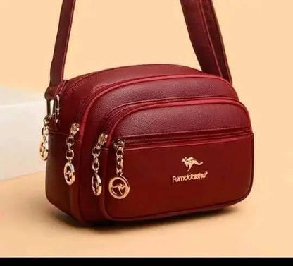 Stylish Crossbody Multi-pocket Soft Leather Handbags (Red)