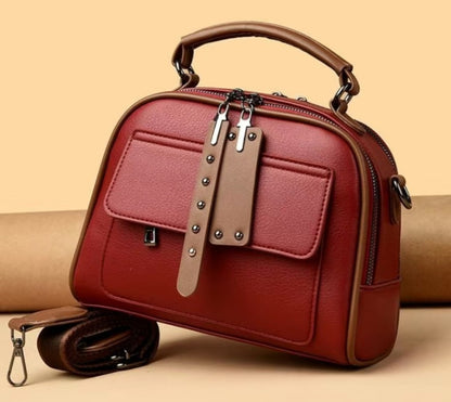 Genuine Soft Leather Handbag (Maroon)