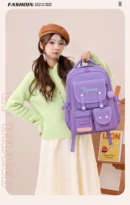 Student School Bag For High School & Primary School (Purple)