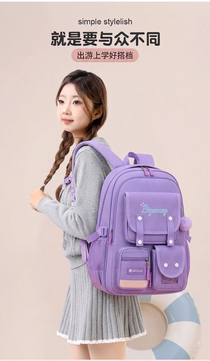 Student School Bag For High School & Primary School (Purple)