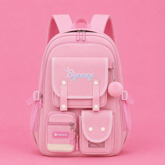Student School Bag For High School & Primary School (Pink)