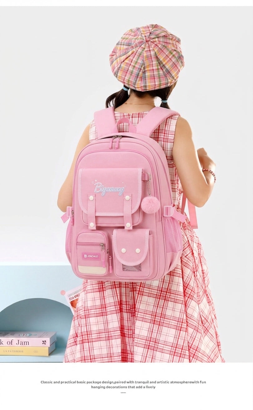 Student School Bag For High School & Primary School (Pink)
