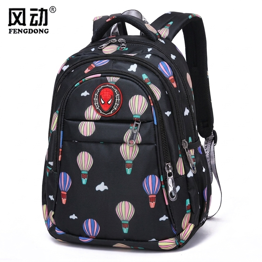 LED Magic Light Kids School Backpack – Printed Waterproof Design (Black)