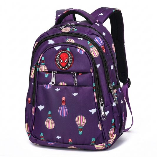LED Magic Light Kids School Backpack – Printed Waterproof Design (Purple)
