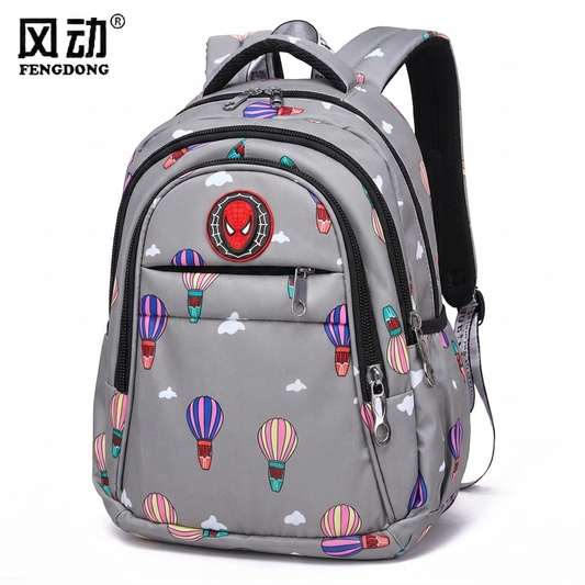 LED Magic Light Kids School Backpack – Printed Waterproof Design (Ash)