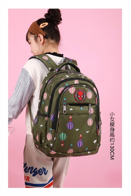 LED Magic Light Kids School Backpack – Printed Waterproof Design (Olive)