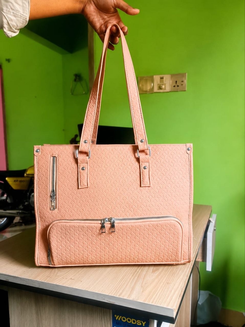 Office - Travel Tote Bag with Purse bag+Lunch Compartment Laptop (pink)