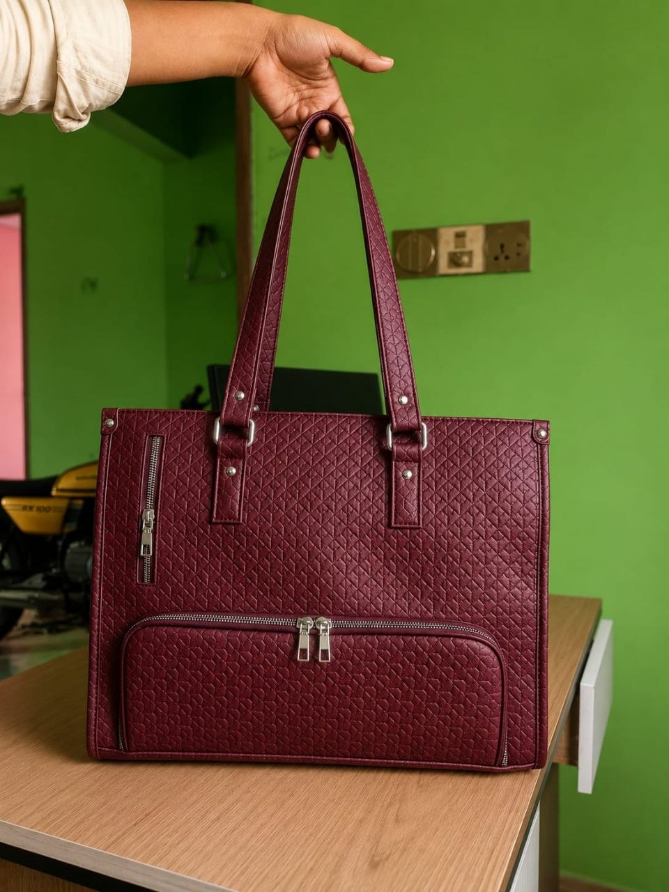 Office - Travel Tote Bag with Purse bag+Lunch Compartment Laptop (Merun)