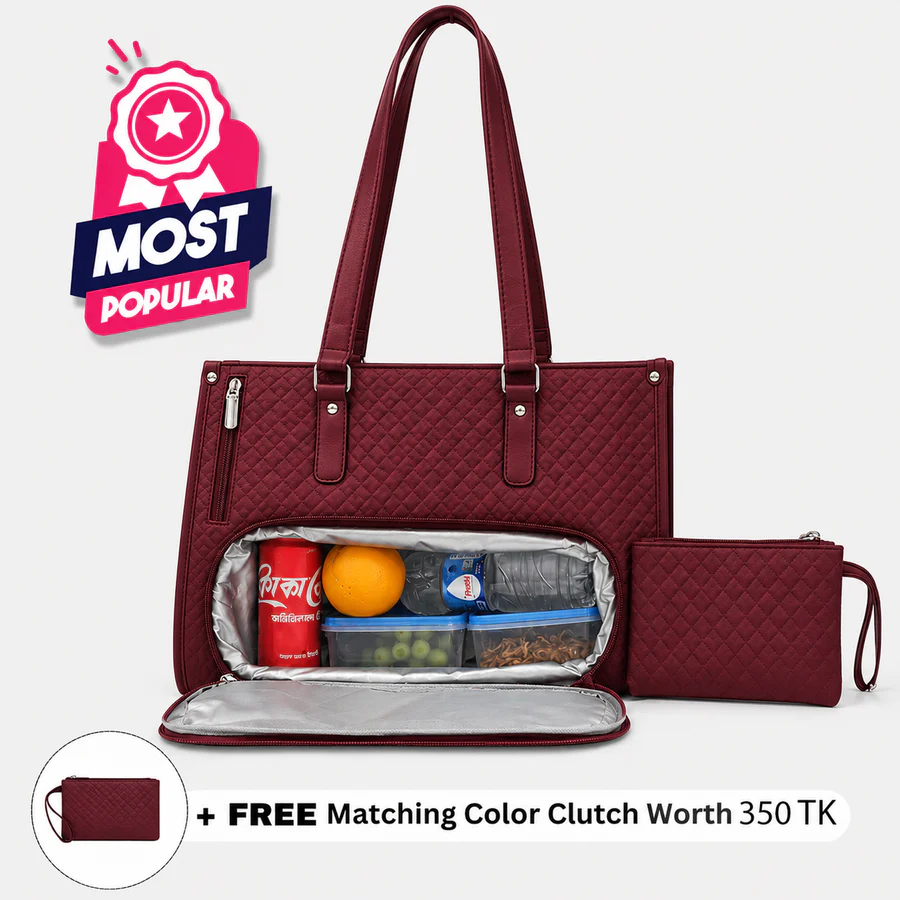 Office - Travel Tote Bag with Purse bag+Lunch Compartment Laptop (Merun)