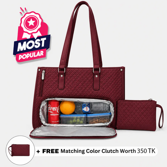 Office - Travel Tote Bag with Purse bag+Lunch Compartment Laptop (Merun)