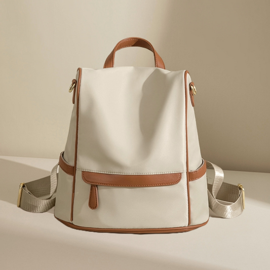 Nylon Waterproof Anti-Theft Travel Bagpack (Apricot)