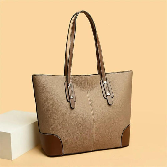 Womens Contrasting Tote Bag (Khaki)