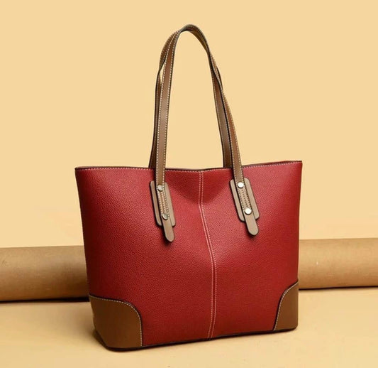 Womens Contrasting Tote Bag (Meroon)