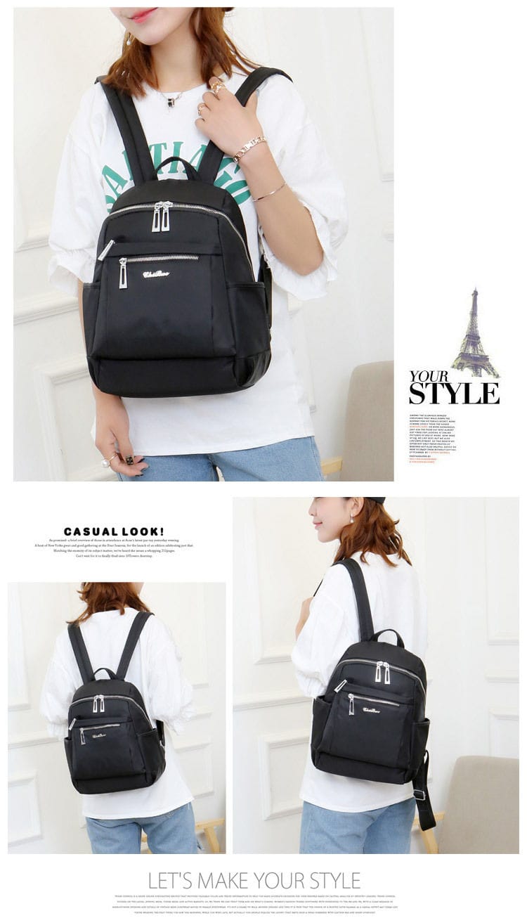 Durable Waterproof Nylon Backpack (Black)