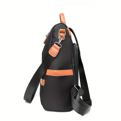 Nylon Waterproof Anti-Theft Travel Bagpack (Orrange/black)