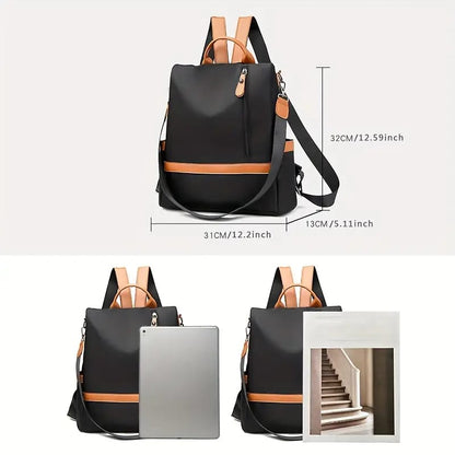 Nylon Waterproof Anti-Theft Travel Bagpack (Orrange/black)