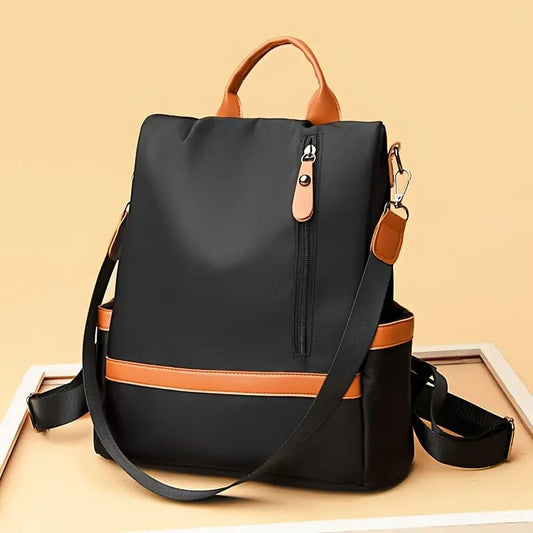 Nylon Waterproof Anti-Theft Travel Bagpack (Orrange/black)