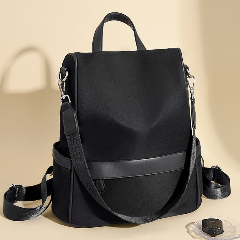 Nylon Waterproof Anti-Theft Travel Bagpack(black)