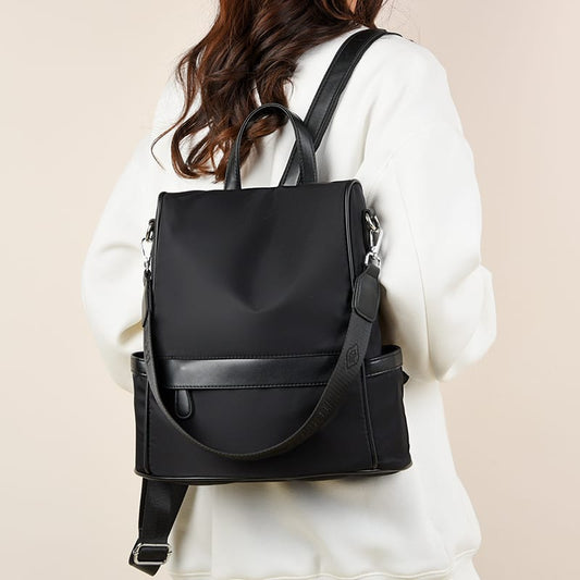 Nylon Waterproof Anti-Theft Travel Bagpack(black)
