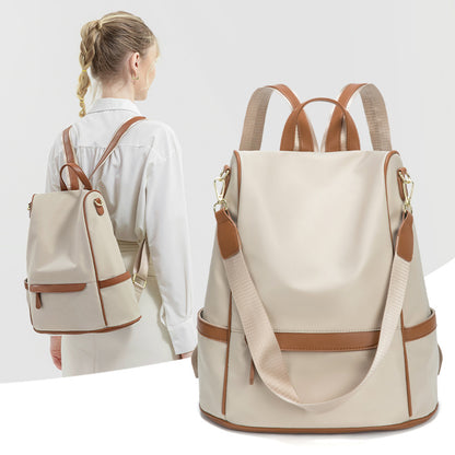 Nylon Waterproof Anti-Theft Travel Bagpack (Apricot)
