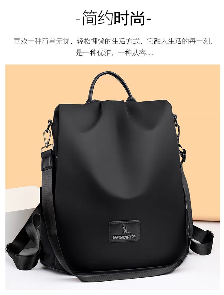Texture Oxford Cloth Women’s Backpack (Black)