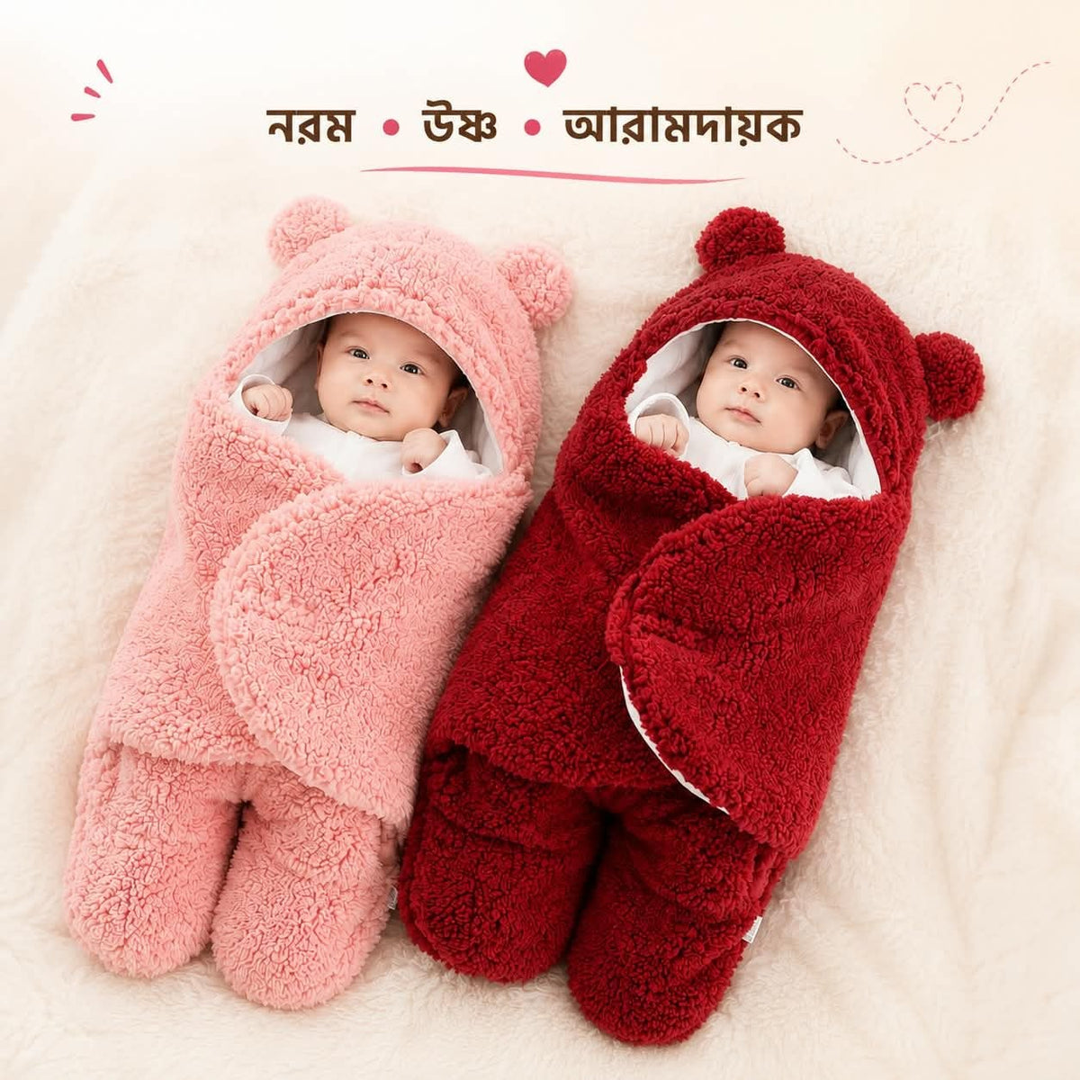 2 PiecesComb- Newborn Soft Baby Blanket (Golden Pink+Merun)