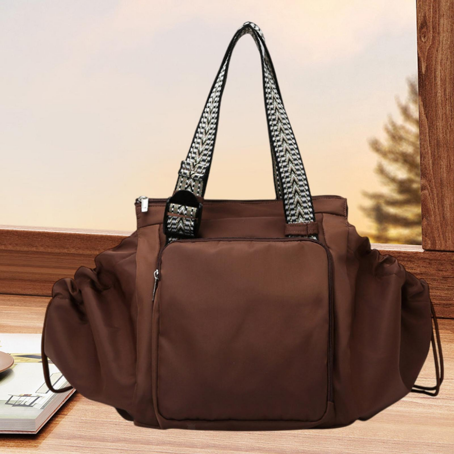 Women Travel Work Multi Pocket Daypack (Coffee)