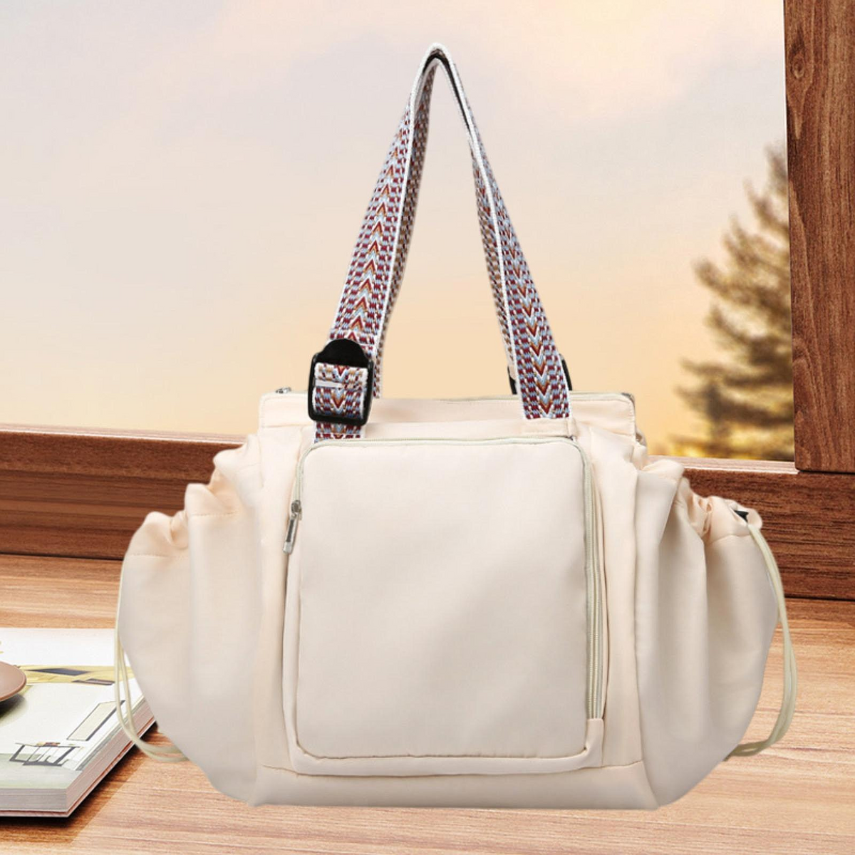 Women Travel Work Multi Pocket Daypack (Off white)