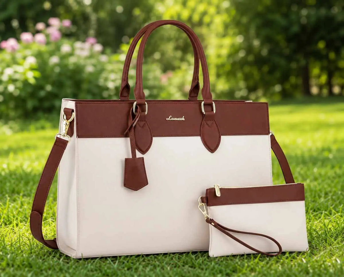 Laptop Tote Bag, Large Professional Work Bag for Office &Teacher With a purse bag (white)