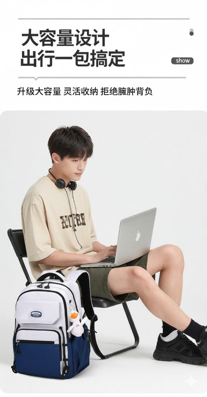 Waterproof with stain-resistant school backpacks (Deep Blue)