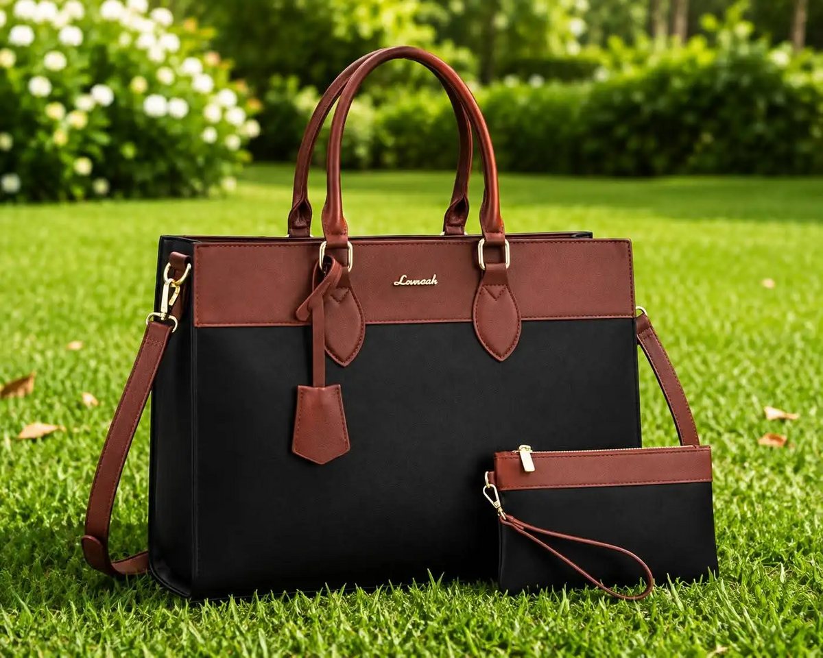Laptop Tote Bag, Large Professional Work Bag for Office &Teacher With a purse bag (black )