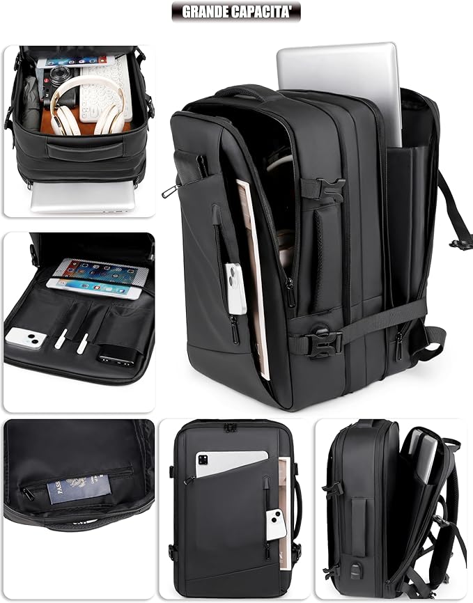 Premium Travel Laptop Backpack 15.6" – Large Capacity Business Office Bag (Black)
