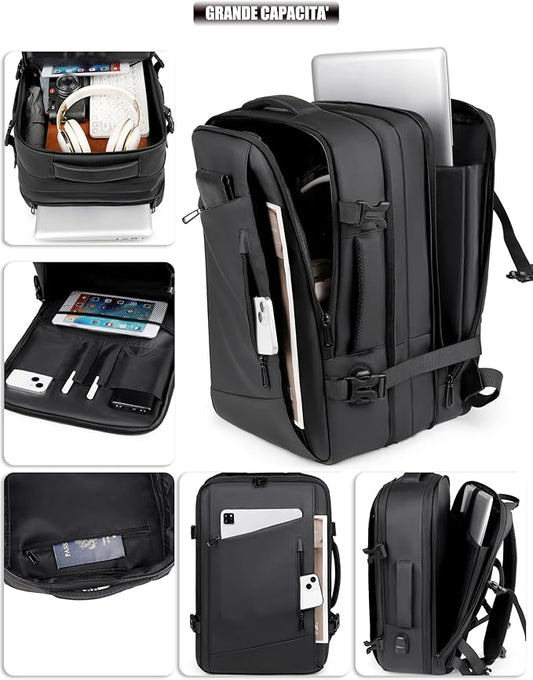 Premium Travel Laptop Backpack 15.6" – Large Capacity Business Office Bag (Black)