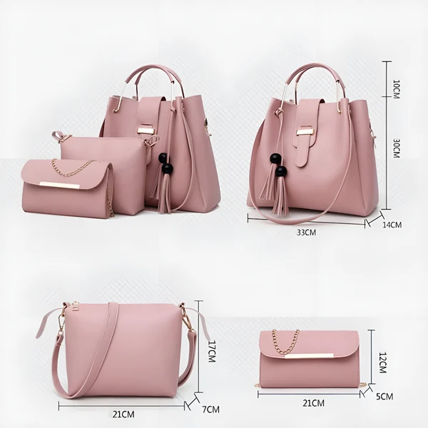 3pcs  Combo Women Best Leather Tote Bag (Black)