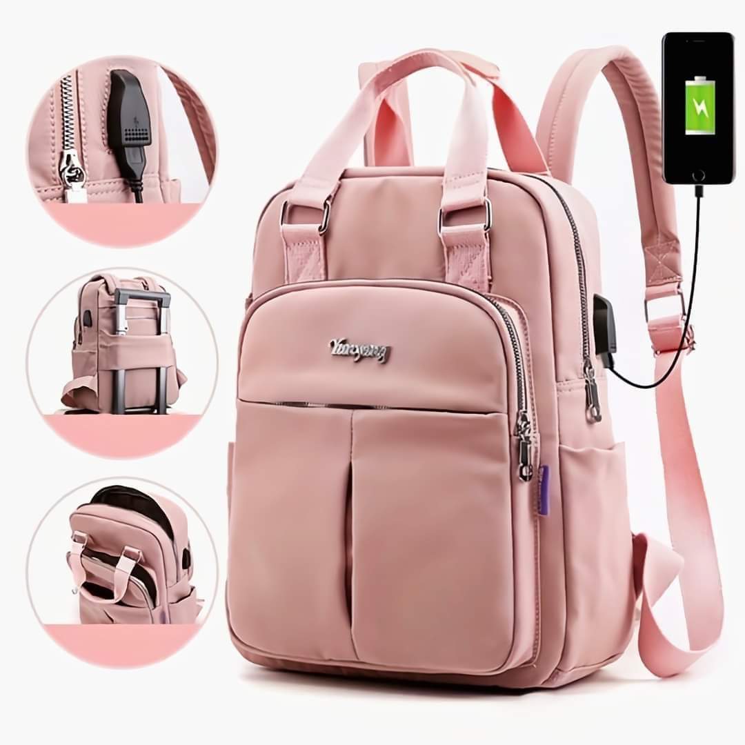 Leisure nylon ladies Bagpack (pink)
